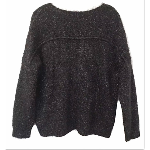 JENNIFER LOPEZ Sz L Eyelash Blk Silver Met Sweater - Picture 2 of 5